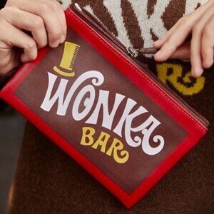 Willy Wonka and the Chocolate Factory X ROMWE Letter Print PU LEATHER Makeup Bag